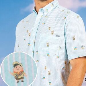 RSVLTS DISNEY AND PIXAR UP "GOING UP!" Stretch Seersucker Short Sleeve Shirt